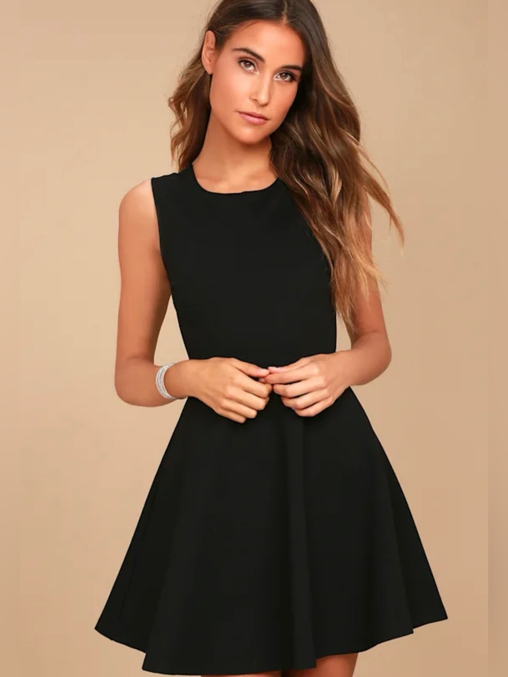 Lulu's Black Lace Backless Skater Dress, Size Small - Picture 8 of 9